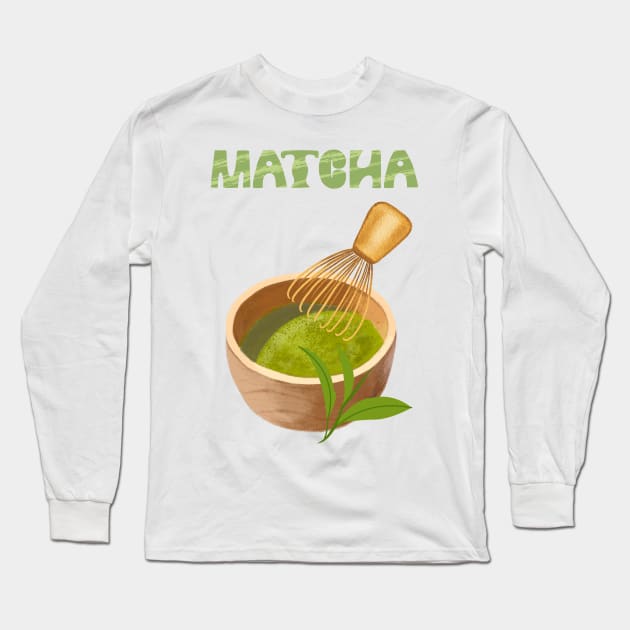 Matcha green tea fan gift Long Sleeve T-Shirt by Laakiiart